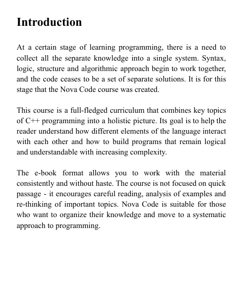 "Nova Code" course content