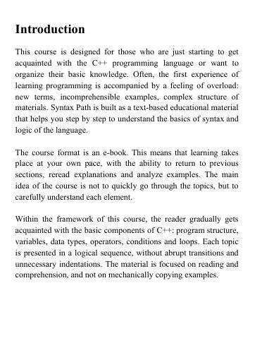 Syntax Path course content