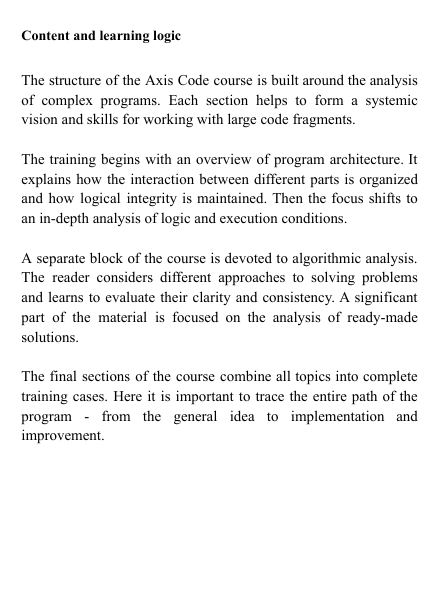 "Axis Code" course content