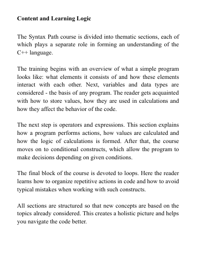 Syntax Path course content