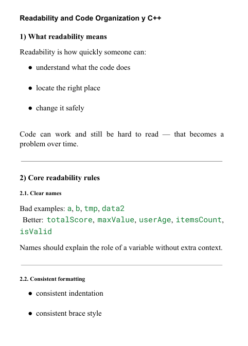"Structure Code" course content