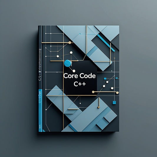 Book titled 'Core Code C++' with geometric design on a dark background