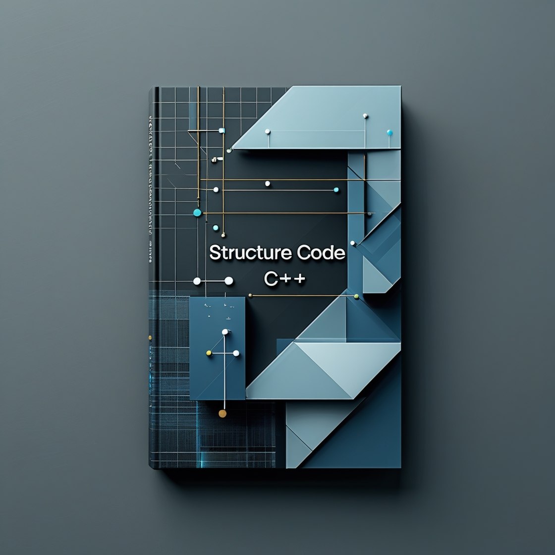 Book titled 'Structure Code C++' with geometric design on a dark background