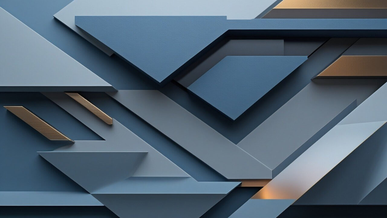 Geometric background design with blue and bronze colors