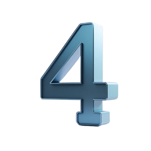 3D blue icon number '4' on a white background